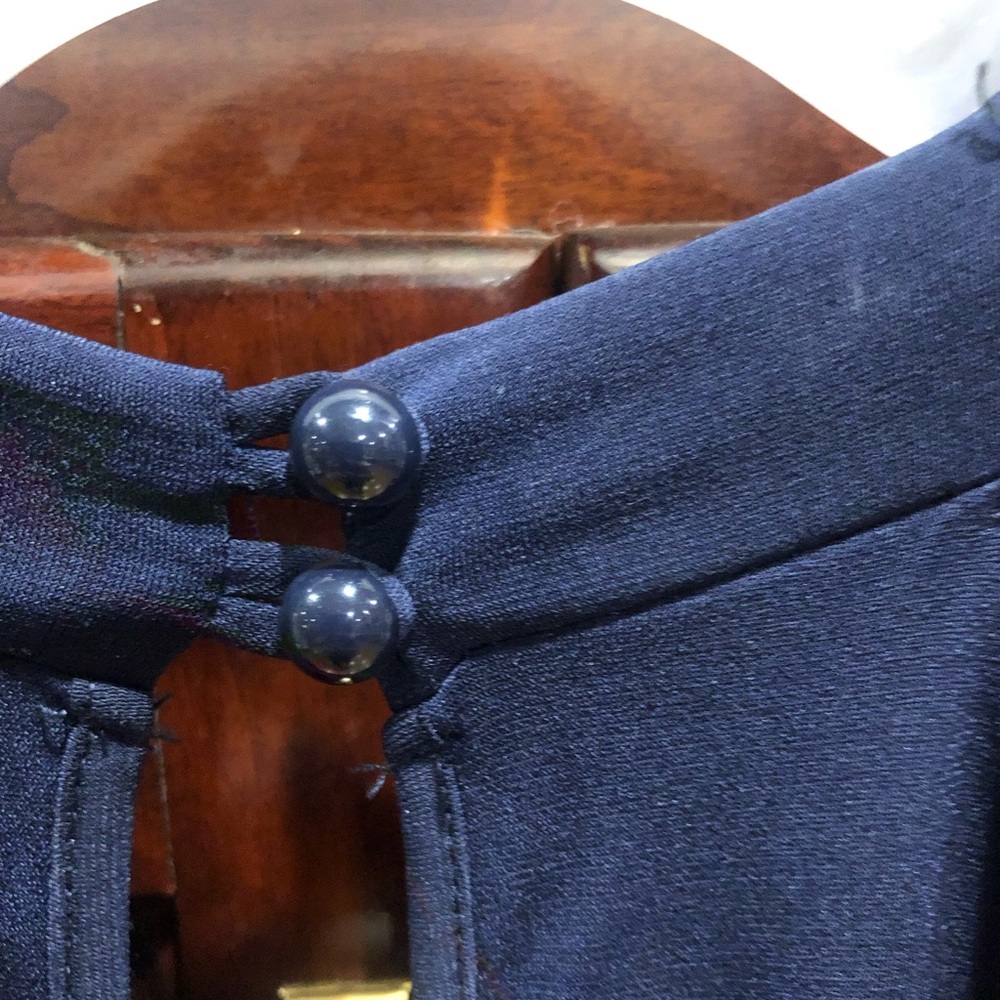 2/$30 Espresso Navy Blue Wide Leg Jumpsuit Sleeveless Halter Neck Dressy Sz M - Picture 8 of 11